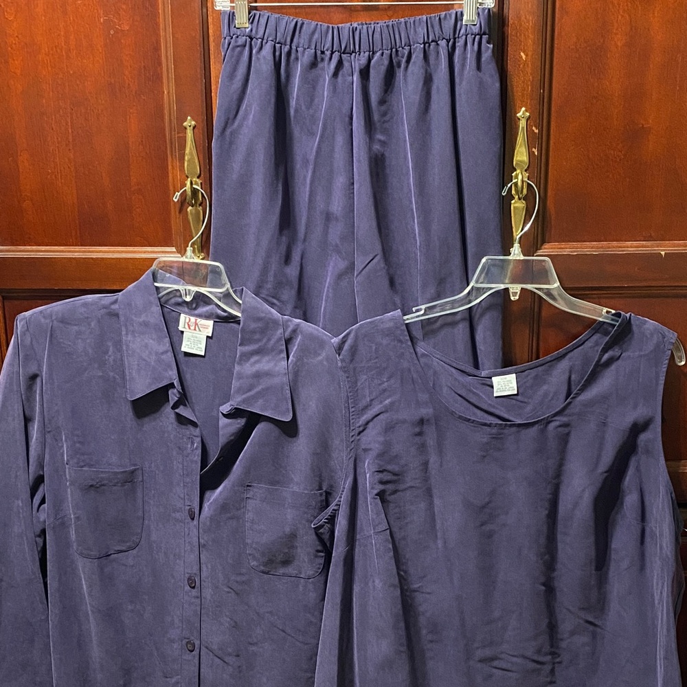 R&K Originals woman vintage Purple Three-Piece pantsuit Set size 22W